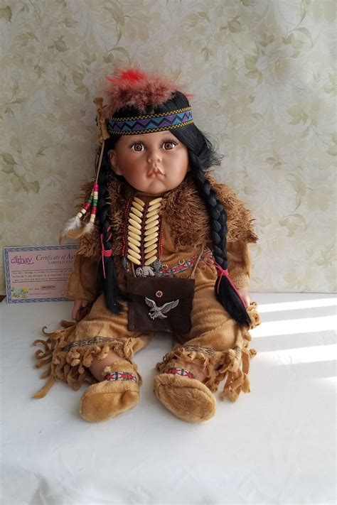 native american doll cathay collection madison coa nib etsy native american dolls american