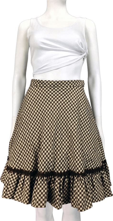 Vintage 50s Gingham Wool Swing Skirt Shop Thrilling