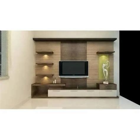 Brown Wall Mounted Modular Wooden Tv Cabinet Features Termite