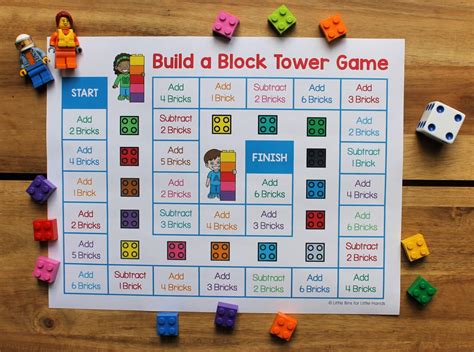 Lego Tower Board Game Free Printable Little Bins For Little Hands