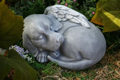 Dog Angel Statue Beautiful Pet Memorial Garden Sculpture