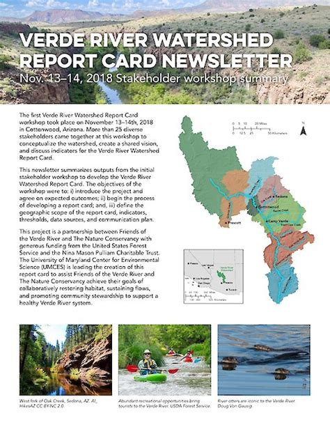 Verde River Watershed Report Card 1st Newsletter Publications