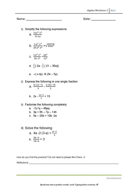 Pre Algebra Worksheets For 8th Graders Algebra Worksheets Algebraic