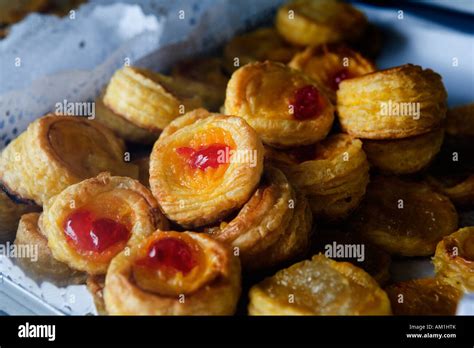 Traditional Portuguese Pastries Made Of Egg Almonds And Pudding Stock