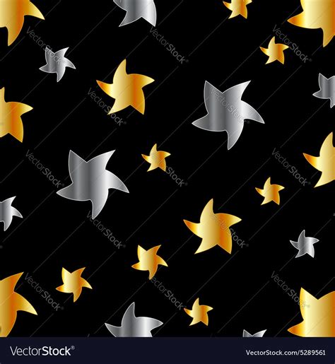 Gold And Silver Stars Against Black Background Vector Image