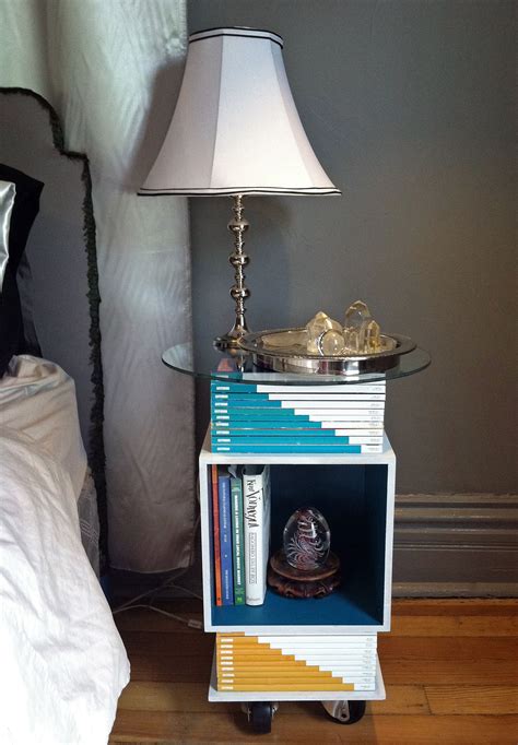 Modern Nightstand Bed Side Table Diy Made With Old Art Magazines Cool