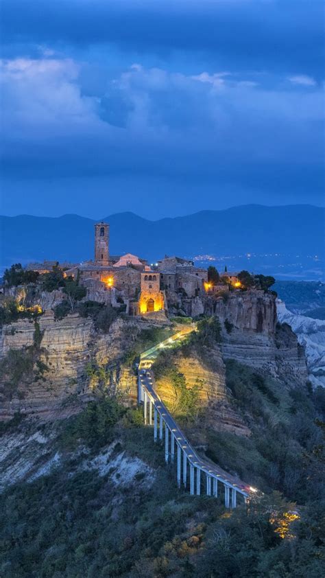 Civita Di Bagnoregio At Blue Hour Lazio Italy Windows Spotlight Images