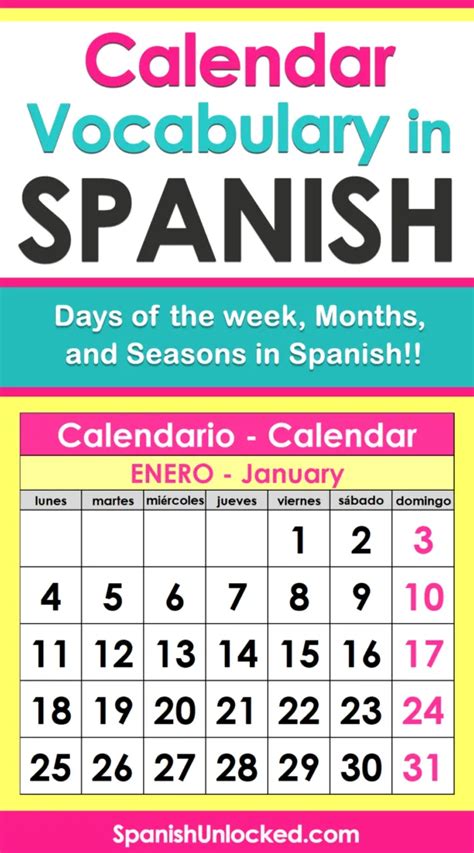 Month In Spanish List