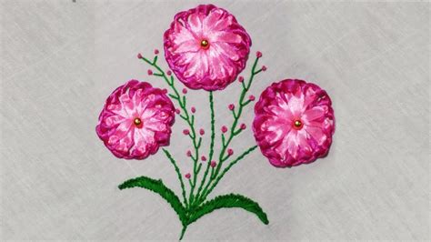 Hand Embroidery Ribbon Work Easy Ribbon Flowers Youtube