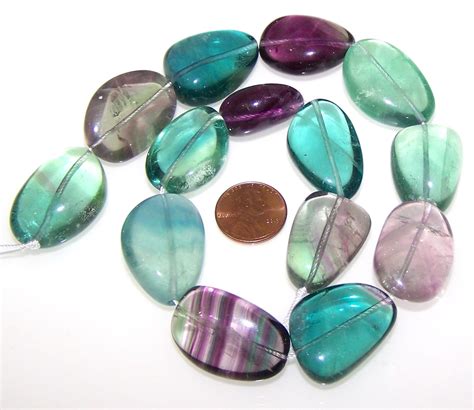 1 Strand Of Semiprecious Gemstone Large Nugget Beads Fluorite