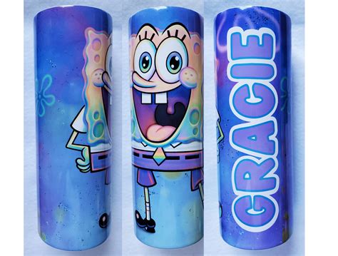 Spongebob Inspired Tumbler Cup 20 Oz Insulated Tumbler With Etsy