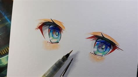 Drawing Anime Eyes Using Water And Pencil Colours Youtube