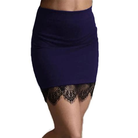 Sleeper 5001 Women High Waist Mini Short Skirt Hem Lace Stitching