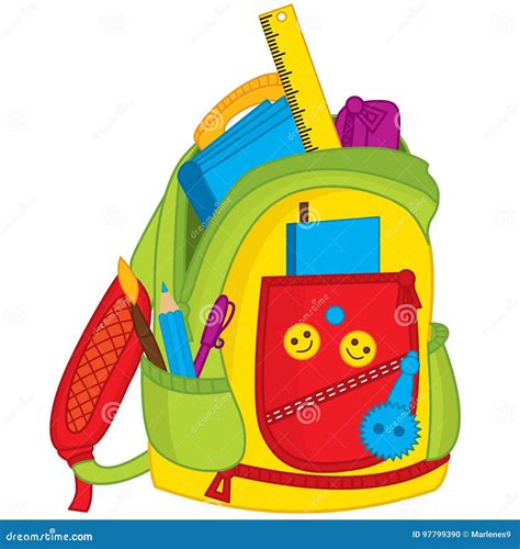 Vector Colorful School Bag Vector Kids Backpack Stock Vector