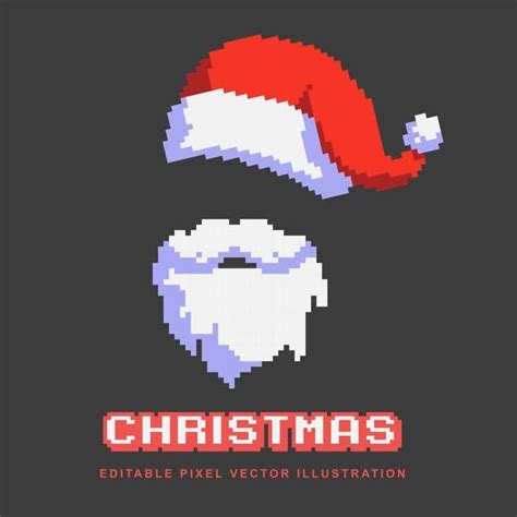 Premium Vector Pixel Christmas Santa Hat Moustache And Beard Creative