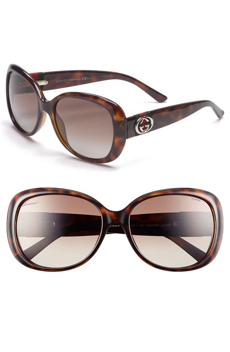 gucci 56mm polarized sunglasses in brown havana lyst