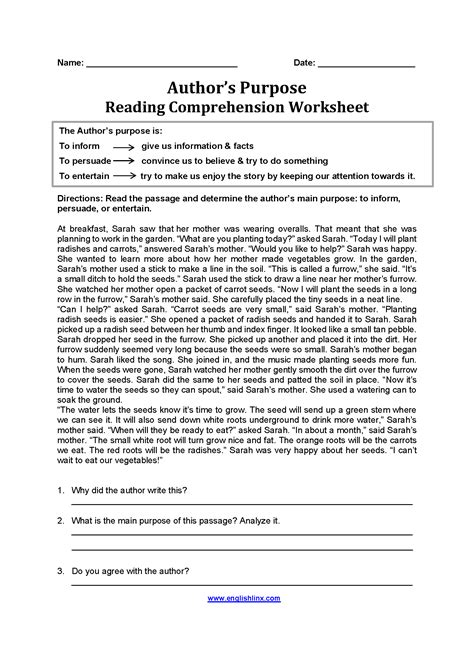 Authors Purpose Worksheets