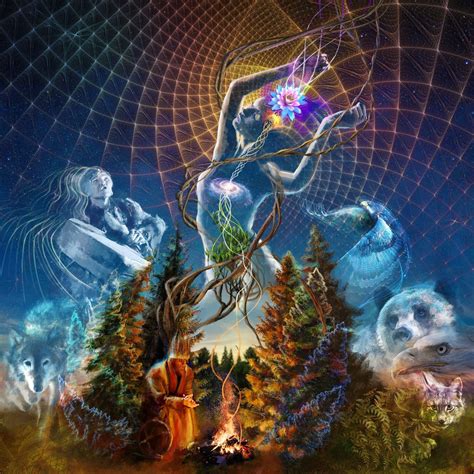Shamanic Psychedelic Canvas Print With Shaman Dancing Woman