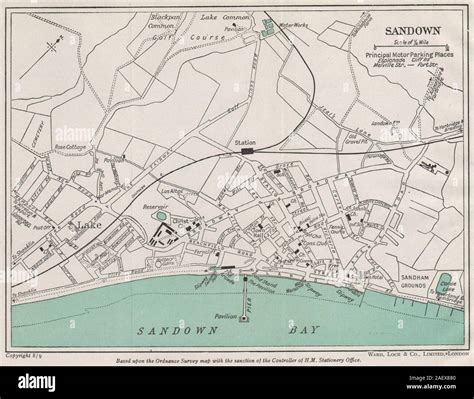 Sandown Vintage Towncity Plan Isle Of Wight Ward Lock 1948 Old