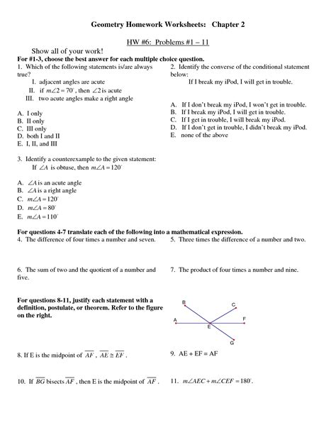 Geometry Conditional Statements Worksheet With Answers