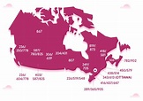 area code locations canada