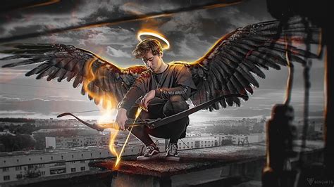 Angel Boy With Dark Wings Angel Wings Artist Artwork Digital Art