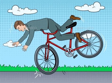 Man Falling Off Bicycle Pop Art Vector Illustration Vectors Graphicriver
