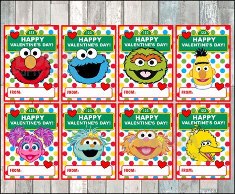 Sesame Street Valentines Day Cards Instant Download Etsy