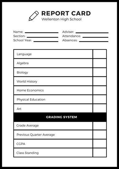Customize 700 High School Report Card Templates Online Canva