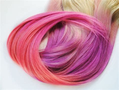 Candy Bubblegum Sugar Human Hair Extensions Dip Dyed Tips Tie
