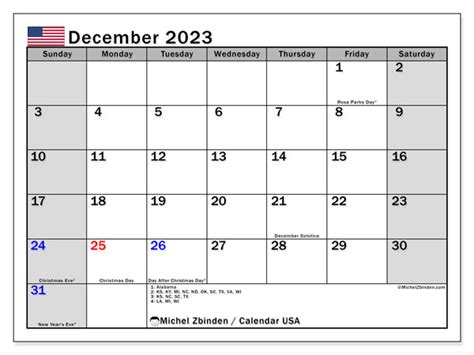 Dec 2023 Calendar With Holidays