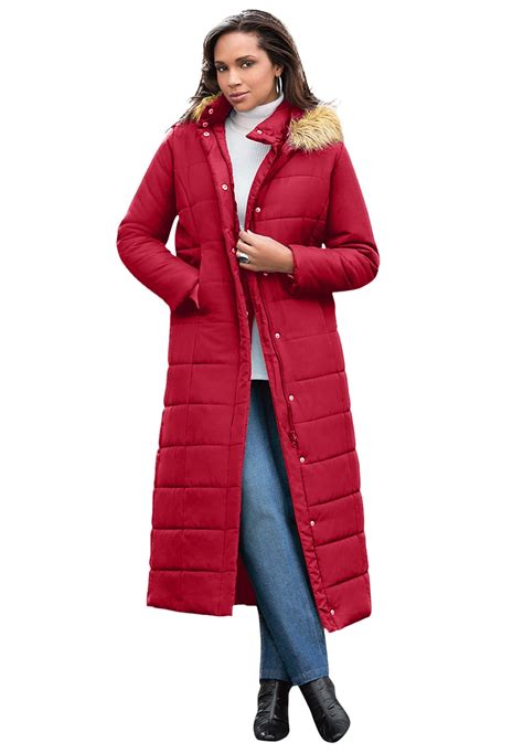 Roamans Roamans Womens Plus Size Maxi Length Puffer Jacket With