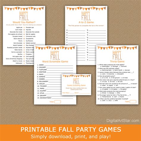 Printable Fall Games For Adults Digital Art Star