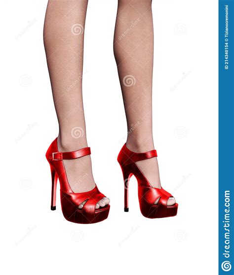 Female High Heels Red Shoes Stiletto 3d Illustration Glamour Stock Illustration