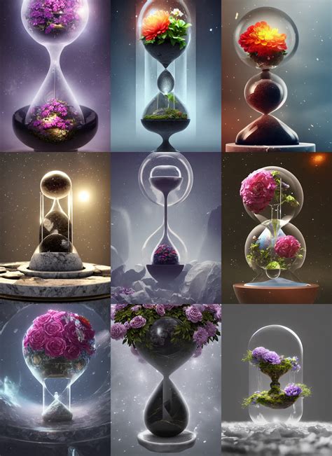 Flowers Inside Of A Marble Hourglass Bonsai Galaxy Stable