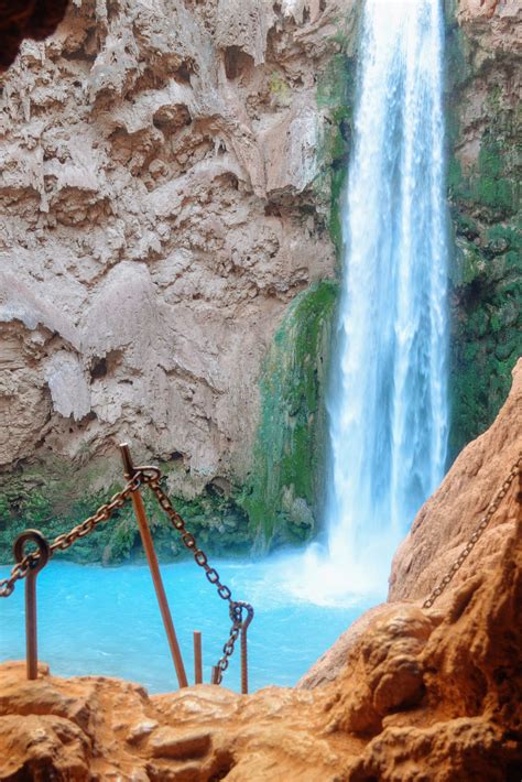 Mooney Falls Is Located Along The Havasu Creek In The Havasupai