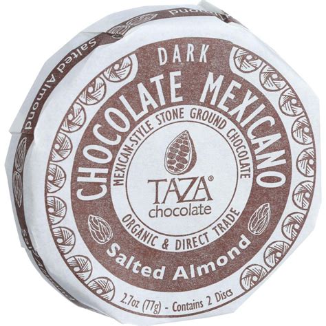 Taza Chocolate Organic Chocolate Mexicano Discs Percent Dark Chocolate Salted Almond