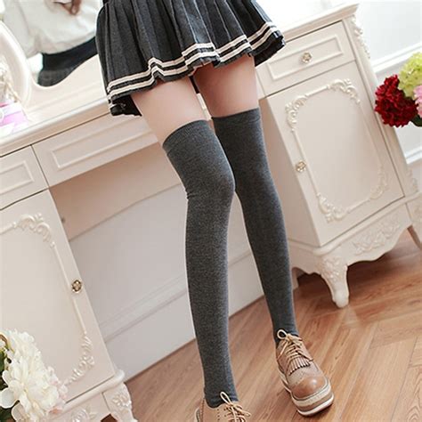 Women Girls Fashion Sexy Thigh High Stockings Cotton Over Knee Long In