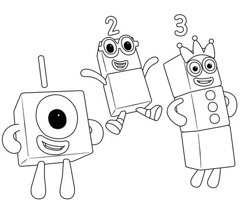 Numberblocks Coloring Pages Number One Two Three Xcolorings Page