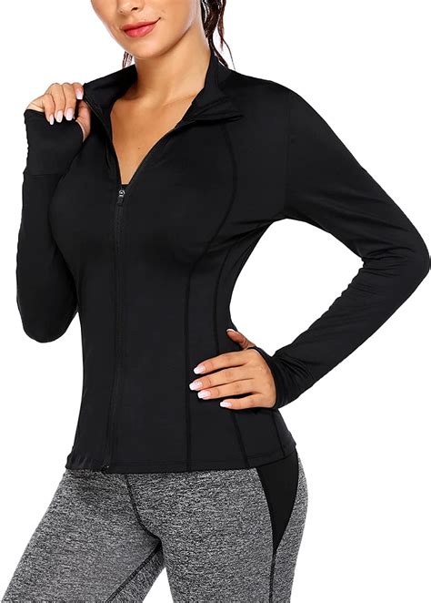 Coorun Women Workout Jacket Warm Up Jackets Running Zipper Track Tops Thumb Holes Activewear S