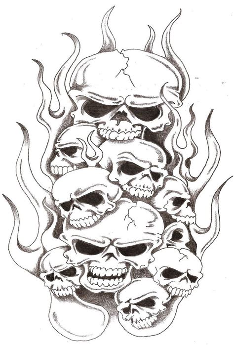 Skulls And Flames 2 By Thelob On Deviantart Skull Stencil Skull Art