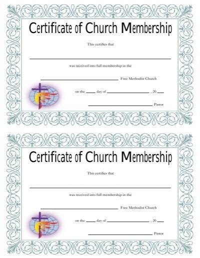 Certificate Of Church Membership Certificate Of Church Membership