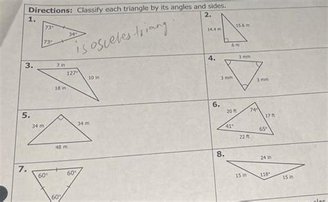 Solved Directions Classify Each Triangle By Its Angles And