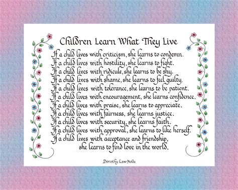 Children Learn What They Live By Dorothy Law Nolte Etsy India