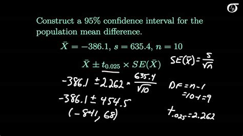 An Example Of A Paired Difference T Test And Confidence Interval YouTube