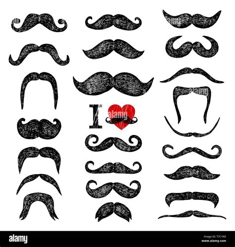 Mustaches Set Design Elements Hand Drawn Set Stock Vector Image And Art