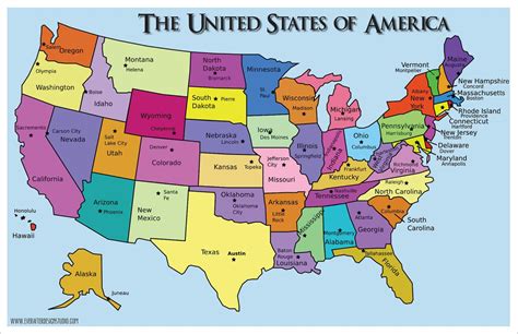 Mapa De Estados Unidos Co Estado De Capitais Eua Mapa Estado Capitais