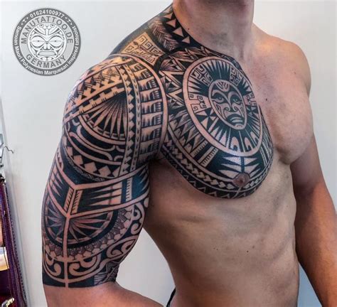 Polynesian Chest And Arm Sleeve Polynesian Tattoo Sleeve Mayan