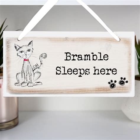 Personalised Cat Wooden Sign Uk