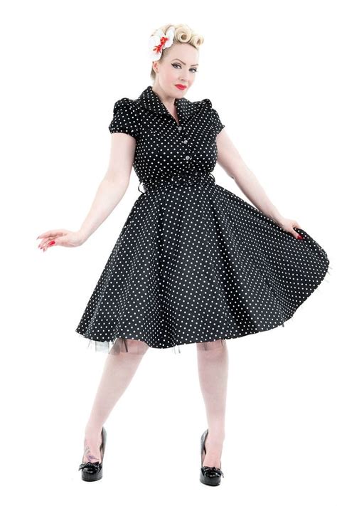Housewife Dress 1950s Style Black White Small Dot In 2020 Prom